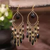 New antique gold-plated long tassel earrings women retro water drop bohemian chain earrings