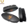 MOQ 100 PCS Customized LOGO Mini Boar Bristle Beard Brushes Black Wood Handle Facial Cleaning Brush for Men Grooming