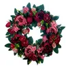 Couronne de fleurs de pivoine artificielle chaude pour porte d'entrée ferme porte de bienvenue mur fenêtre mariage fête d'anniversaire décor à la maison