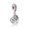 Novos 925 Esferas de Prata Esterlina Mãe Filha Dupla Coração Split Dangle Encantos Fit Pandora Pulseira DIY Mulheres Jóias