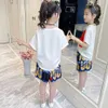 Kids Roupas Floral Camisetas + Fato de Saia para Meninas Trajes Estilo Casuais Crianças Verão 210527