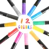 12/24 Kleur / Set Overzicht Verf Marker Pen Dubbele Lijn Highlighter DIY PO-album Scrapbook Metal Markers Flash Tekening Schilderen Graffiti A30