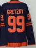 CCM Erkekler 99 Wayne Gretzky Formaları Hokey Ters Retro Emekli Vintage Mavi Beyaz Siyah Sarı Turuncu Spor Üniforma Dikişli