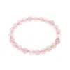 Natural Pink Crystal Stone Beaded Strands Charm Bracelets Elastic Bangle For Women Girl Party Club Yoga Jewelry