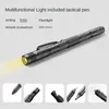 LED Flashlight Tactical Pen Military Inspired Multitool Self Defense for Women Men Glass Breaker Bottle Opener Ballpoint Pens Batterier do not including WJ112