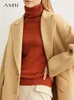 Eenvoudige wol jas elegante kantoor dame solide losse revers pak vrouwelijke jassen dubbel en 11920247 210527