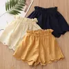 Summer Casual All-Match Design 3 4 5 6 7 8 9 10 Years Cotton Embroidery Hollow Out Hole Shorts For Kids Baby Girls 210701