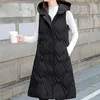 Women's Vests Women Thicken Hooded Over-the-knee Down Jacket Coat Cotton Zipper Casual Fashion Plus Size Waistcoat Outwear For Ladies 2022 S