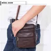 Bolsos de cuero Vintage para hombre, bandolera auténtica informal de un solo hombro, bandolera pequeña para hombre