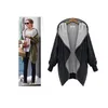 Frauen Casual Kapuzenjacke Herbst Reißverschluss Oberbekleidung Basic Mantel Solide Mode Fledermausärmel Lose Jacke Plus Größe M-5XL 201203