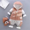 Nouveau-né bébé barboteuses automne hiver filles enfant en bas âge coton épais velours mignon combinaisons pour bebe garçons infantile chaud vêtements 210312