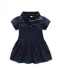 2021 Baby Girl Lapel Dress Summer Children Clothing Cute Pleated Dress Kids Short-sleeve cotton Dresses Toddler