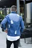 Dżinsy Jakcet Płaszcz Mężczyźni Niebieski Czarny Denim Kurtki Mężczyzna Wiosna Jesień Odzież Streetwear Casual Slim Fit Jean 211217