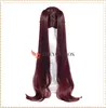 43inches 110cm Long Brown Cosplay Hu Tao-peruk med ponytails Genshin Impact Hutao Värmebeständigt syntetiskt hår + Wig Cap Y0903