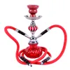 Double tuyaux de narguilé Travel Shisha Pipe Set Nargile Chicha Narguile EXCHETO avec bol Tongles en cartouche en métal Fumer Pipe C03129019795