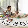 Brev Rug Round Bomull Mat Mjuk Rosa Mattor Baby Pet Spel Play Area Carpet Barn Bedroom Dekorativa Baby Fotografi Tillbehör 210301