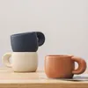 Tazze Prodotto Set di tazze da caffè per tè pomeridiano in ceramica opaca creativa coreana con manico spesso Tazza Kawaii riutilizzabile in tinta unita