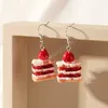 Hars Aardbei Cake Hangers Opknoping Oorbellen Simulatie Voedsel Dangle Earring Sleutelhanger Mode-sieraden Accessoires