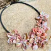 Chokers Naturel Baroque Rose Clair Nacre Shell 5 Fleur Collier Ras Du Cou Pour Les Femmes