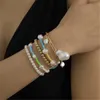 Fios de miçangas Diezi Etnic Handmade Barroco Pearl Bracelets para mulheres Bohemian Summer Multilayer CCB Acryic Contas Jóias Fawn22