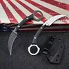 Toppkvalitet Fast Blad Karambit Kniv D2 Vit / Svart Sten Tvättblad Full Tang G10 Hantera Claw Knives med KYDEX