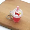 6 PCS Cute fruit ice cream keychain mini simulation ice cup student couple bag pendant doll machine toy G1019