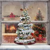 Christmas Decorations Tree Rotating Sculpture Train Paste Window Stickers Winter Home Decoration