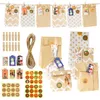 24Sets Calendrier de l'Avent de Noël Sac en papier kraft Zigzag Dots Style Candy Dessert Donut Treat Pouch Xmas Party Wrapping Supplies 211019