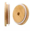 Bamboo Cap Lids 70mm 86mm Reusable Wooden Mason Jar Lid with Straw Hole and Silicone Seal Boutique 256938653