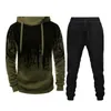 Män märke TRACKSUIT Casual Hoodies and Sweatpants Set för manlig sportkläder Två stycken satser Sweatshirt + Pants Outfit Mens kläder 210806