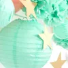 20 stks Mint Groen Party Decoratie Kit Papier Fans Lantaarns Pom Pom Star Garland Verjaardag Baby Douche Bruiloft Decoratie T200827