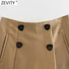 Zevity Nowe kobiety Vintage podwójnie piersi solidne swobodne szorty spódnice boczne szorty szorty pantalone cortos 210306