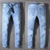 Aankomst heren jeans ontwerper beroemde blauw zwart witte streep slanke poot Jean s Fashion Men Pants slanke motorfiets fietser hiphop zakelijke vrijetijdsbak met een size 28-40