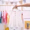 Kinder Kleidung Baby Mädchen Kleid Sommer Baumwolle Adrette Plissee Kleinkind Kleid Weiß Rosa Kinder Kleider für Mädchen 80-120 cm 210713