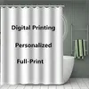 Cortinas de chuveiro à prova d'água personalizadas com ganchos C Digital de impressão total cortinas de banheiro de poliéster 180x180 165 150 90cm
