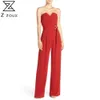 Women Jumpsuit Sleeveless Off Shoulder Sexy Rompers Womens Red Vintage Long Party 210524