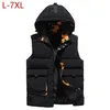 Vinter män plus stor storlek 7xl vest hooded waistcoat camouflage ärmlös jackor varm parka kappa för unisex resa 210923