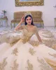 2022 Champagne Per perlé robes de quinceanera lacet up appliquée à manches longues Princesse Robe de bal de bal Wear Wear Masquerade Robe CG0011798706