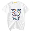 T-shirt alla moda Streetwear Hip Graffiti Space Pig T-shirt stampata Cute Cartoon TEES Uomo Donna