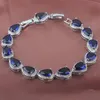 Brincos colar de prata cor jóias conjuntos de zircônia azul gota de água mulheres pulseira de casamento pingente anel russo estilo yz0355