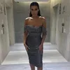 Double-Layer Mesh Bandage Sexy Strapless Elegant Ladies Dress Ruched Summer And Bodycon Midi Party 210525