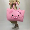 Cute Pig big size school book canva packing bag pink studen hand bags,deerny mother travel shopping bags 50x14x38cm