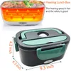 Stainless Steel 2 In 1 Electric Heating Lunch Box 110V 220V 12V 24V Car Office School Food Warmer Container Heater Lunch Box Set 210925