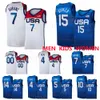 Équipe nationale Basketball Jersey Summer 7 Blue Kevin Durant 15 Devin Booker 6 Damian Lillard 10 Jayson Tatum 5 Zach Lavine Khris Middleton