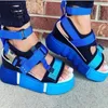 Platform open teen kleurrijke kleur blok sandalen vrouwen 2022 zomer mode casual outdoor strand schoenen 5 kleuren