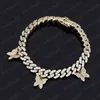 Jewelry Butterfly Charm Bracelets Cuban Link Bracelet Iced Out Cubic Zirconia Wristbans Hip Hop Chains Birthday Gifts For Women