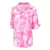 Camicette da donna Camicie 2022 Tie-dye Taglie forti Magliette e camicette per donna Colletto rovesciato Manica lunga Ufficio Vintage Ladies Casual Streetwear Camicetta