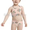 Dames zwemkleding bloemen Design zwempak Bikini Gevotte hoge taille bloemenpatroon Pretty Vintag Pink Girly Roses Shabby Chic Cute