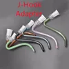 Colorful Glass J Hook Adapter for Ash Catchers 14mm 18mm Female Glass Straw Curve Tube Pipes DIY Smoking Accessories