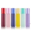 newEssential oil diffuser 10ml glass perfume bottle roll on bottle with crystal/stainless steel roller ball macaron color printing EWB5790